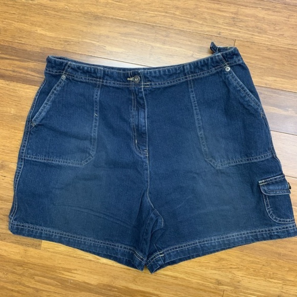 Vintage Y2K Sonoma Denim Cargo Shorts Womens 16 Adjustable Waist Dark Cotton